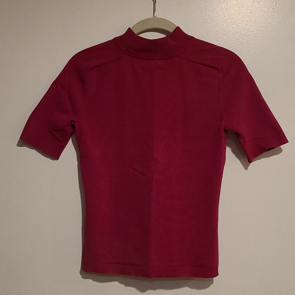 For Sale or as a #FREEBIE -  Raspberry Short-sleeved Mock Turtleneck